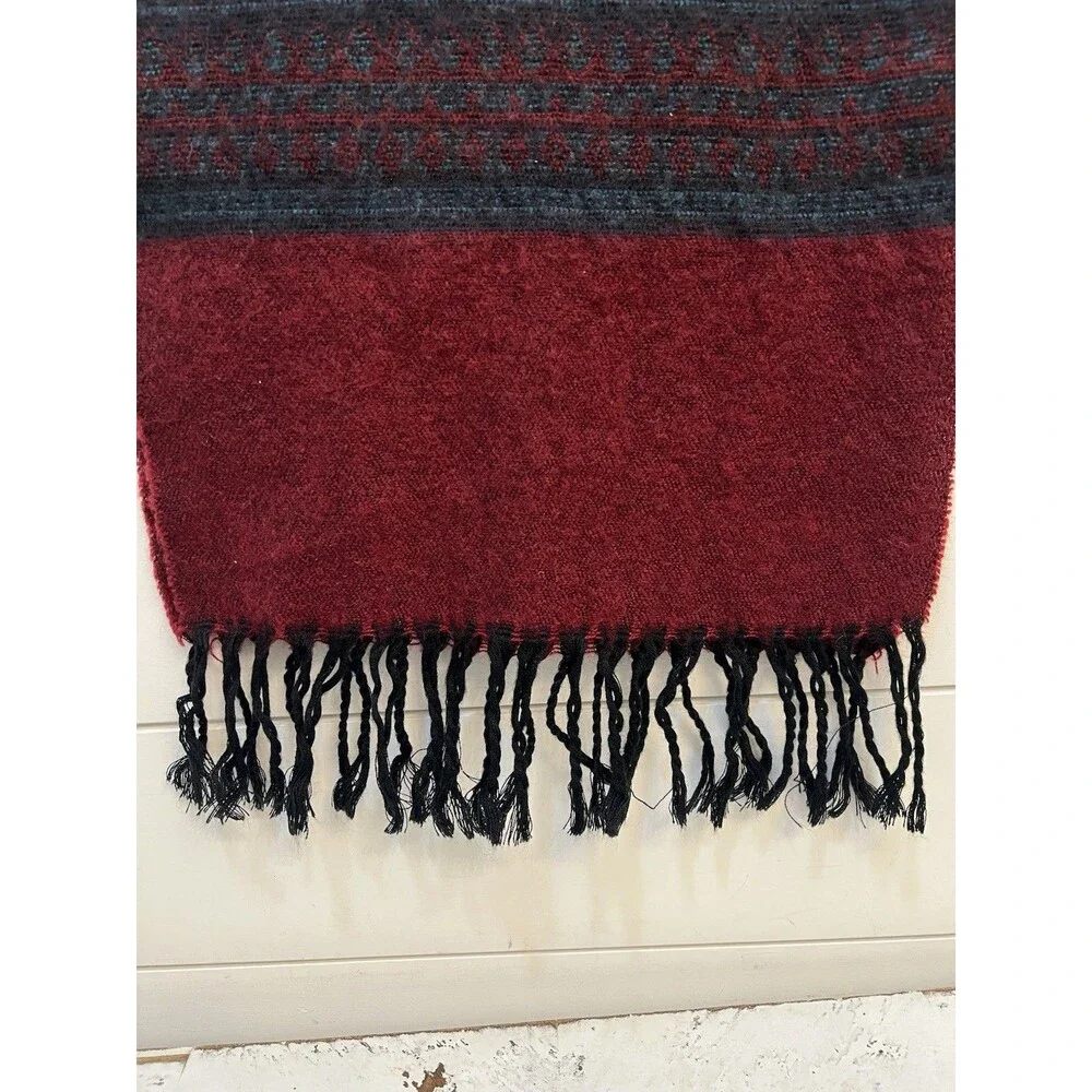 Christian Dior Vintage Cashluxe Fringed Red Plaid Long 100% Acrylic Scarf